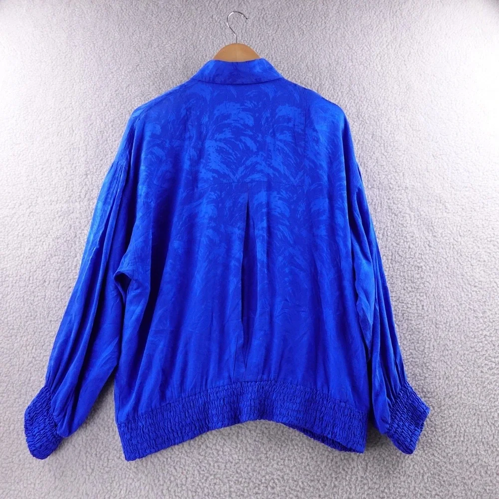 Vintage Levino Verna Silk Jacquard Pant Suit Set Royal Blue Women's M Designer - Picture 3 of 13